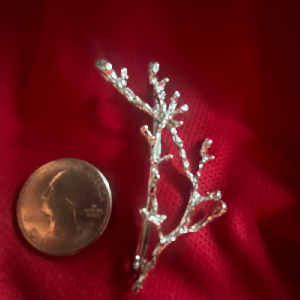 Silver Decorative Elegant Spring Branch Floral Hair Clip NWT - Picture 5 of 6
